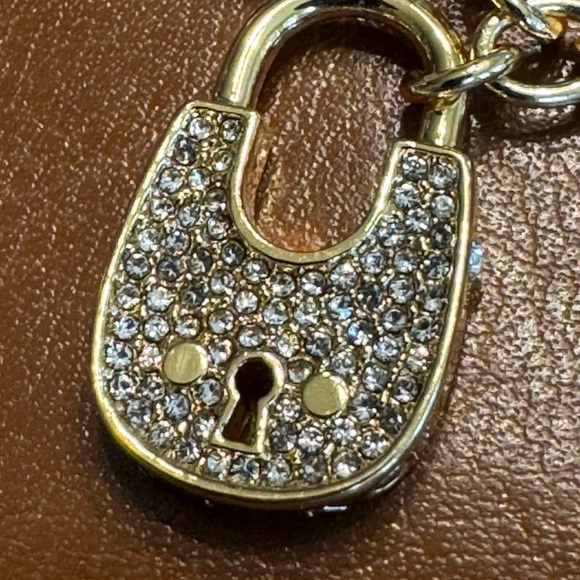 Michael Kors Pave Padlock Logo Chain Bracelet Goldtone Brass NWT - Picture 2 of 16